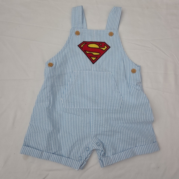 DC infant boy 6-9m superman overalls #HM3 - Picture 1 of 2